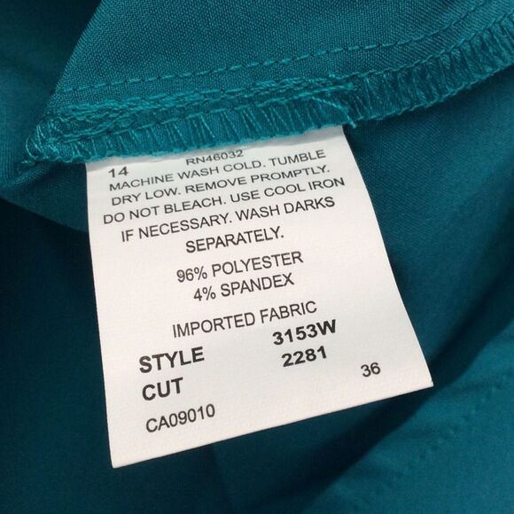 N Touch Tunic Woman’s Plus Sz 3X Teal Sky Snap Up Front Roll Tab Sleeves Casual - Picture 4 of 9